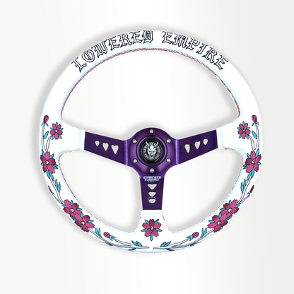 White/Purple Sakuras In The Sky SK-4 Steering Wheel 350mm