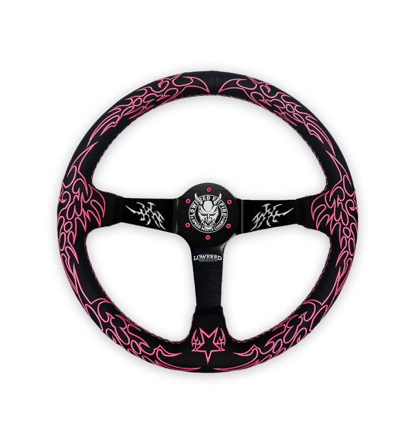 Pink Cybersigilism CS-3 Aftermarket Deep Dish Steering Wheel 350mm