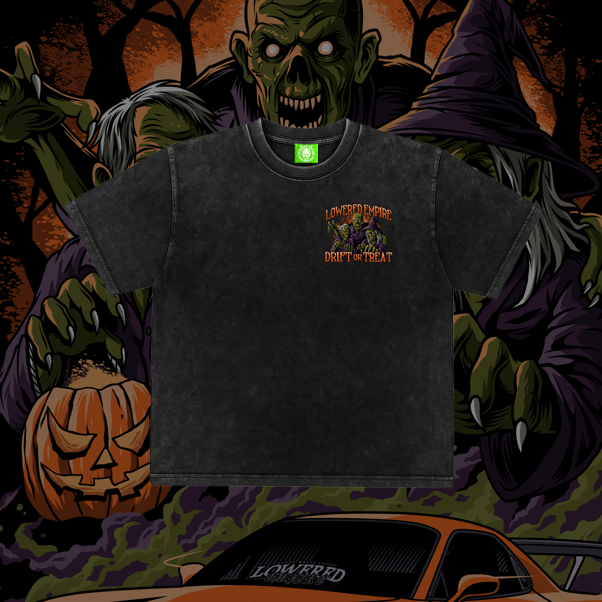 * Halloween * Drift or Treat Washed Premium Tee - Shirts