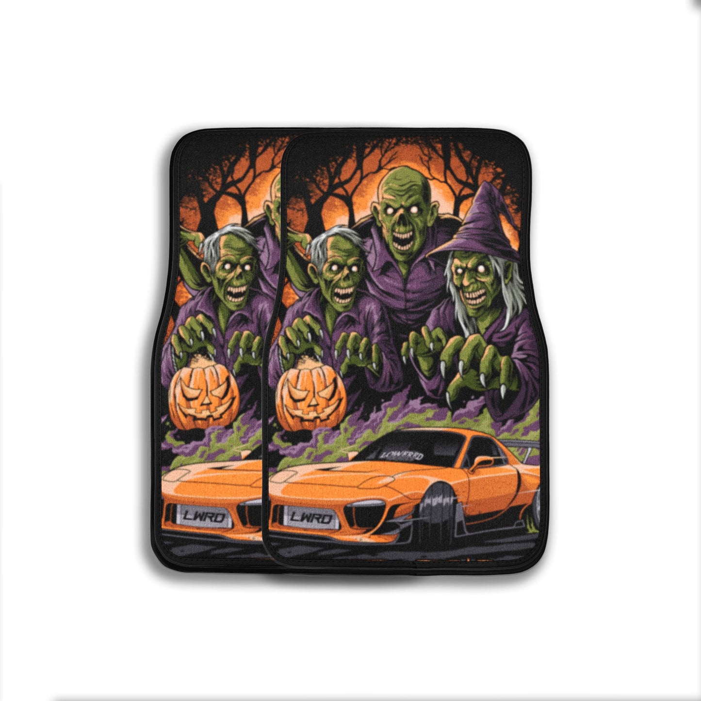 Halloween Treat or Drift Pair Premium Car Carpet Floor Mats