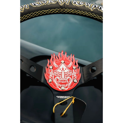 Hannya Steering Wheel Horn Delete - Red