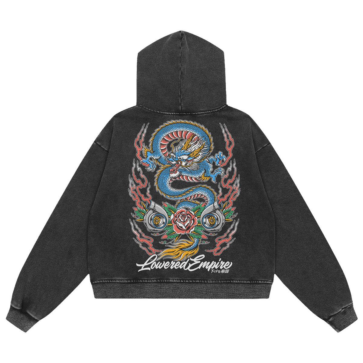 Traditional Dragon  Acid Wash Premium Hoodie