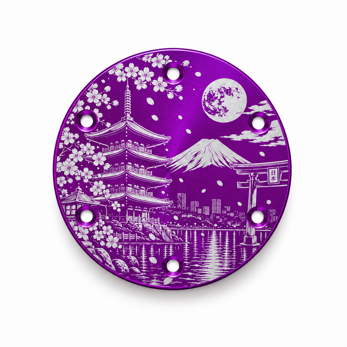 Japanese Landscape horn delete plate - Purple