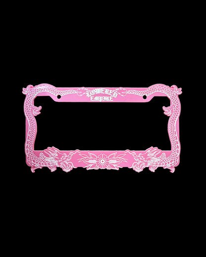 Pink Japanese Dragon Acrylic License Plate Frames