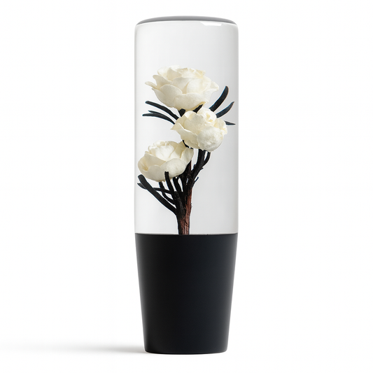 Killer White Roses Clear Flower Shift Knob 6’’ | Universal Manual Car Shifter