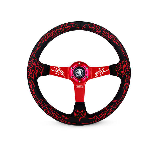 Red Cybersigilism Street CS-5 Steering Wheel 350mm- Lowered Empire
