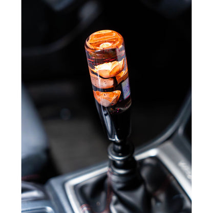 Peach Orange Clear Roses Shift Knob 6’’ | Universal Manual Car Shifter