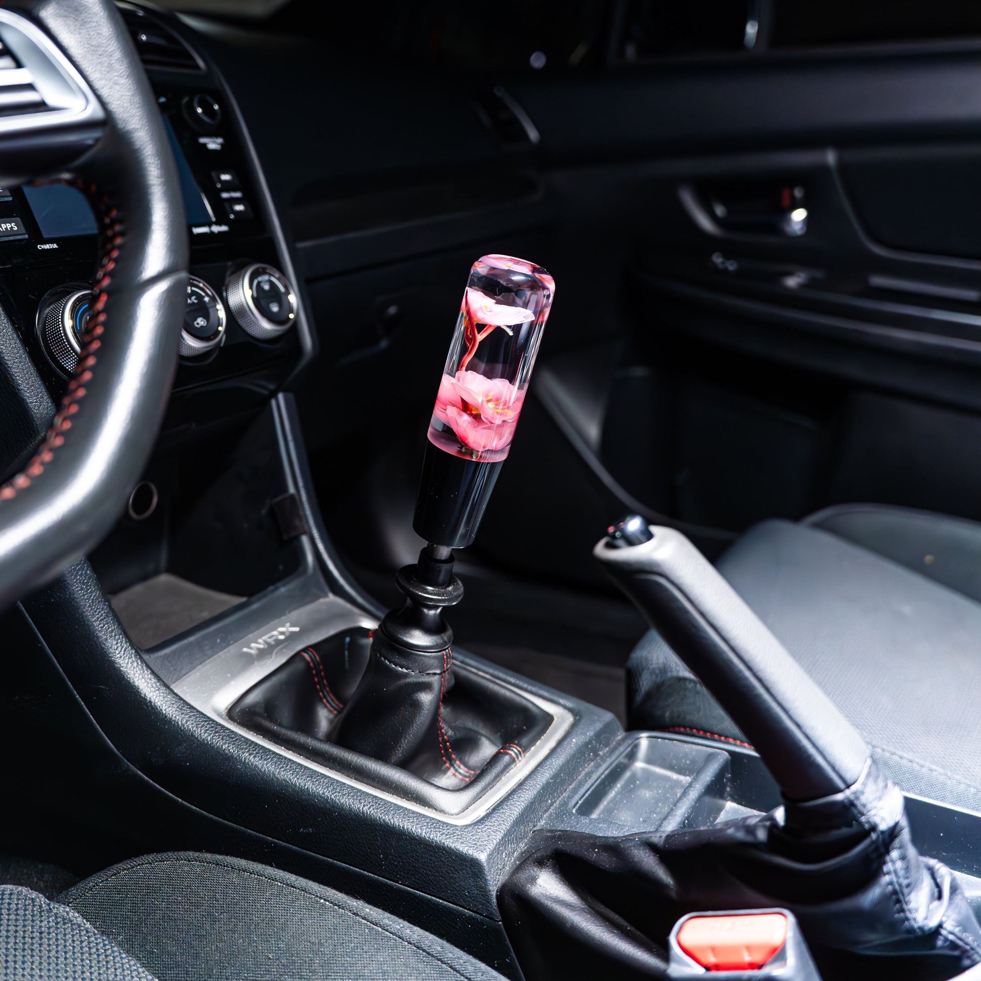 Pink Azalea Clear Flower Shift Knob 6’’ | Universal Manual Car Shifter