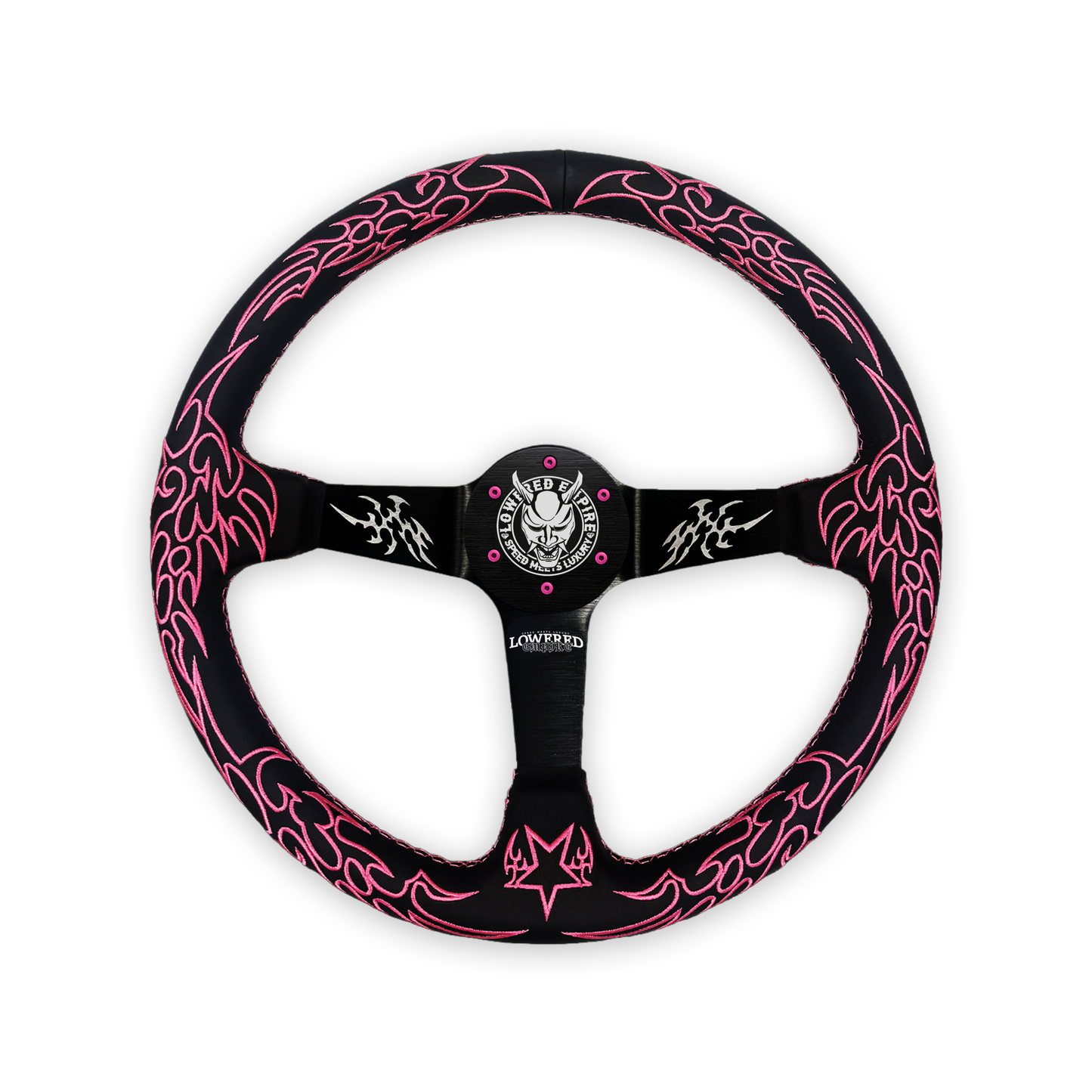 Pink Cybersigilism CS-3 Aftermarket Deep Dish Steering Wheel 350mm - Steering wheels