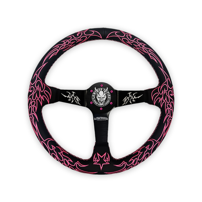 Pink Cybersigilism CS-3 Aftermarket Deep Dish Steering Wheel 350mm - Steering wheels