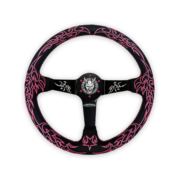 Pink Cybersigilism CS-3 Aftermarket Deep Dish Steering Wheel 350mm