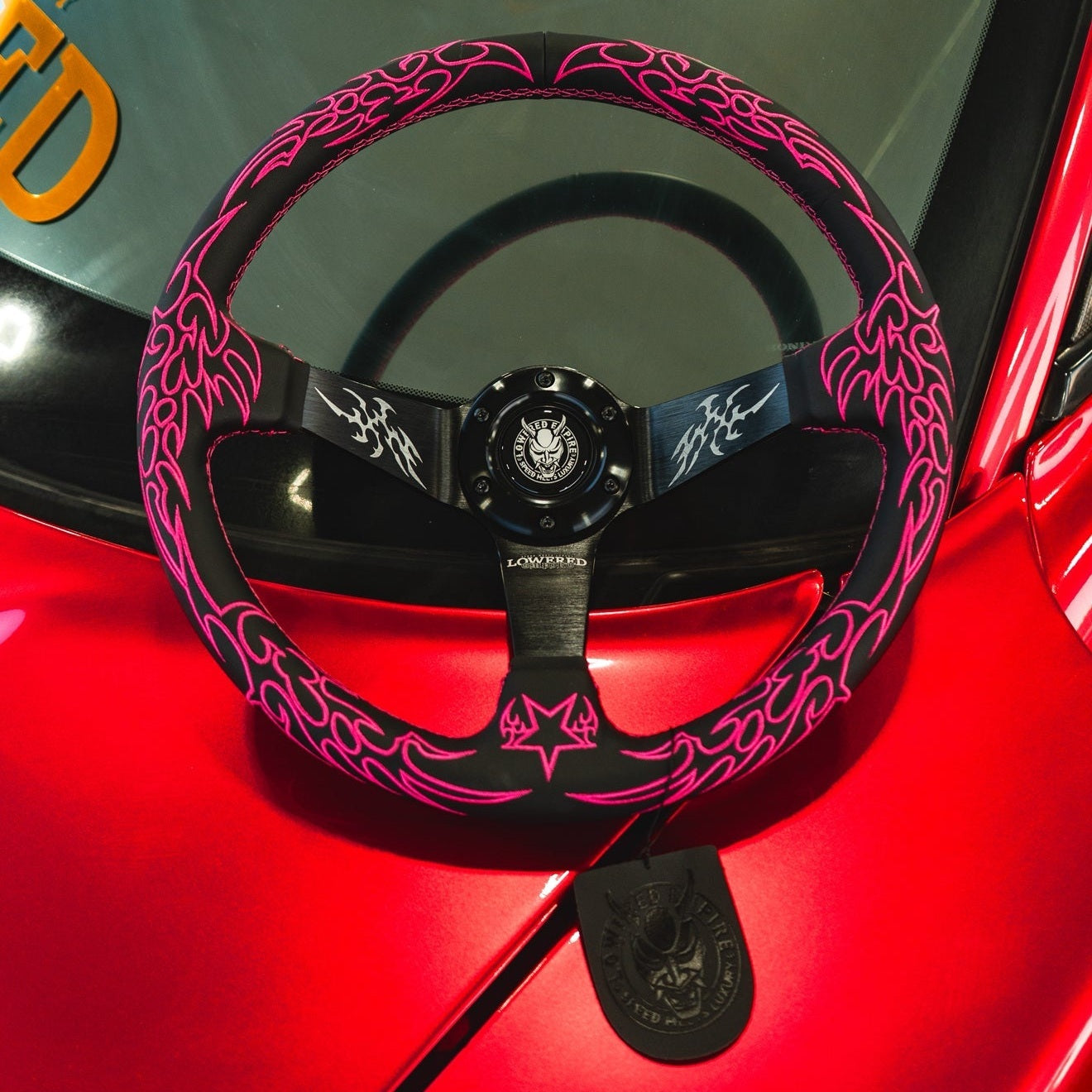 Pink Cybersigilism CS-3 Aftermarket Deep Dish Steering Wheel 350mm - Steering wheels