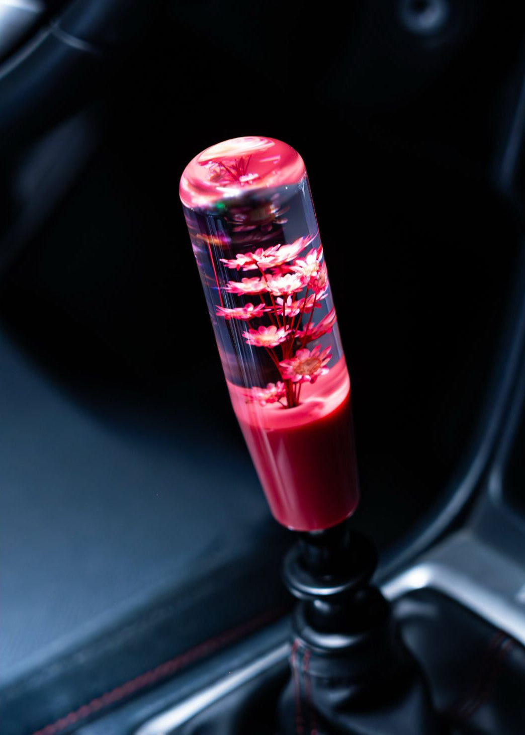 Clear Pink Sakura Flower Shift Knob | Universal Manual Car Shifter