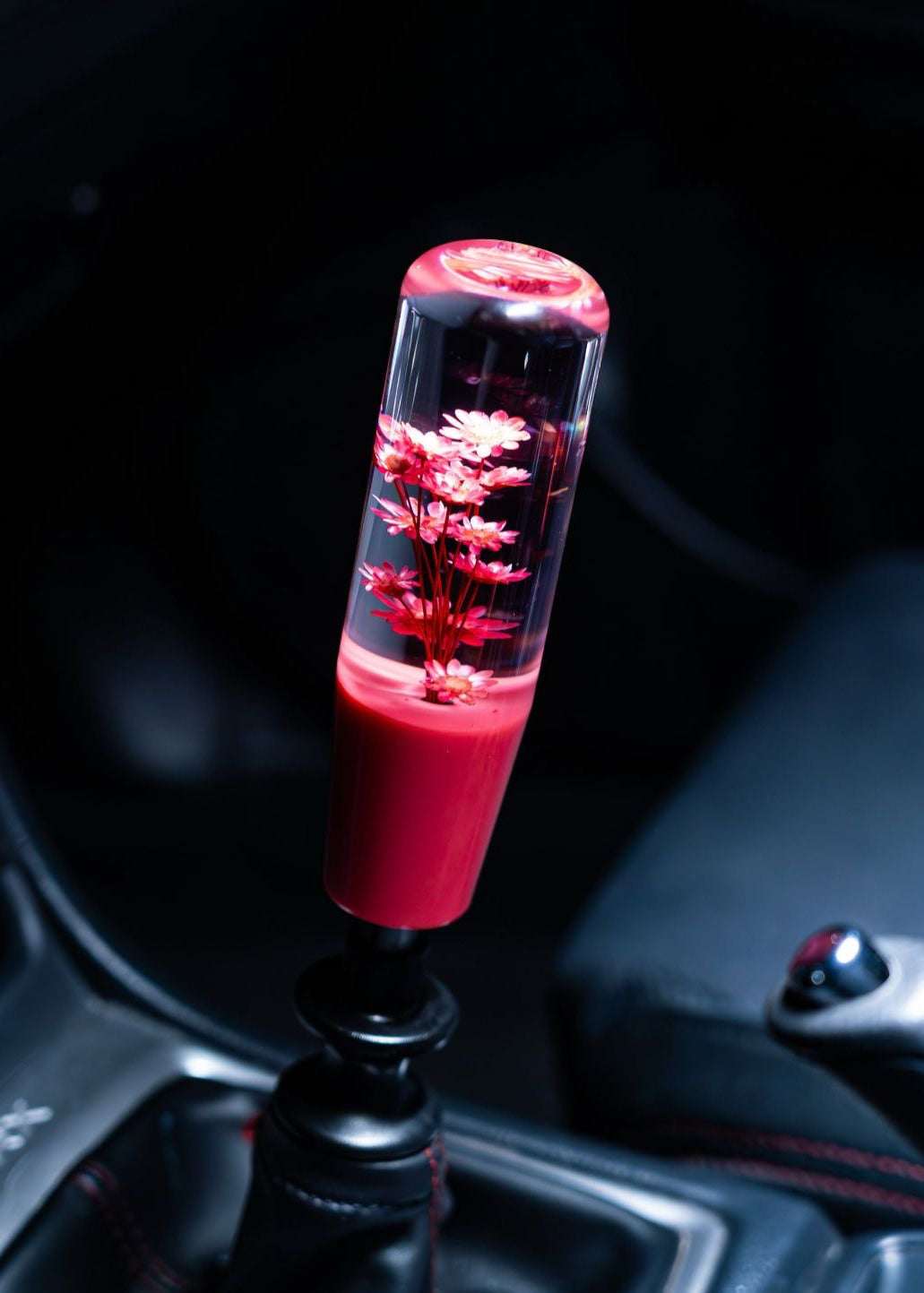 Pink Sakura Clear Flower Shift Knob 6’’ | Universal Manual Car Shifter - Accessories