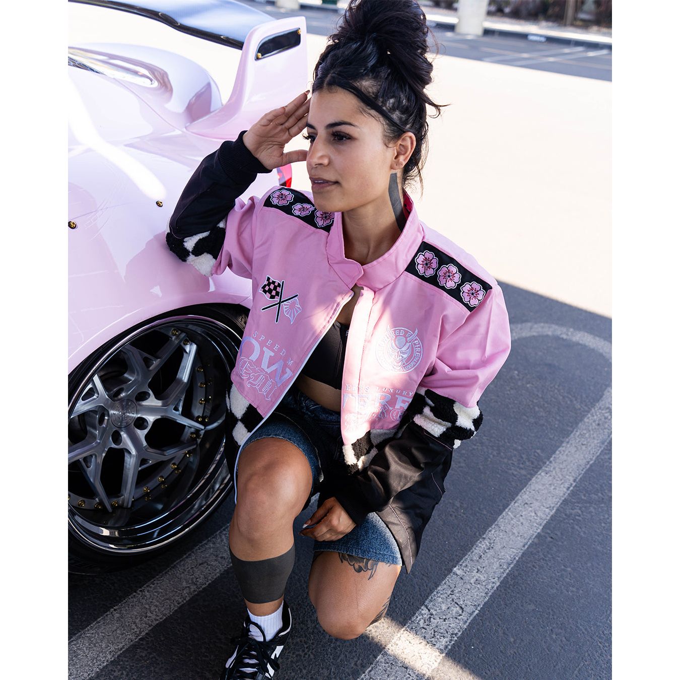 Pink Sakura Racing Checkered Jacket