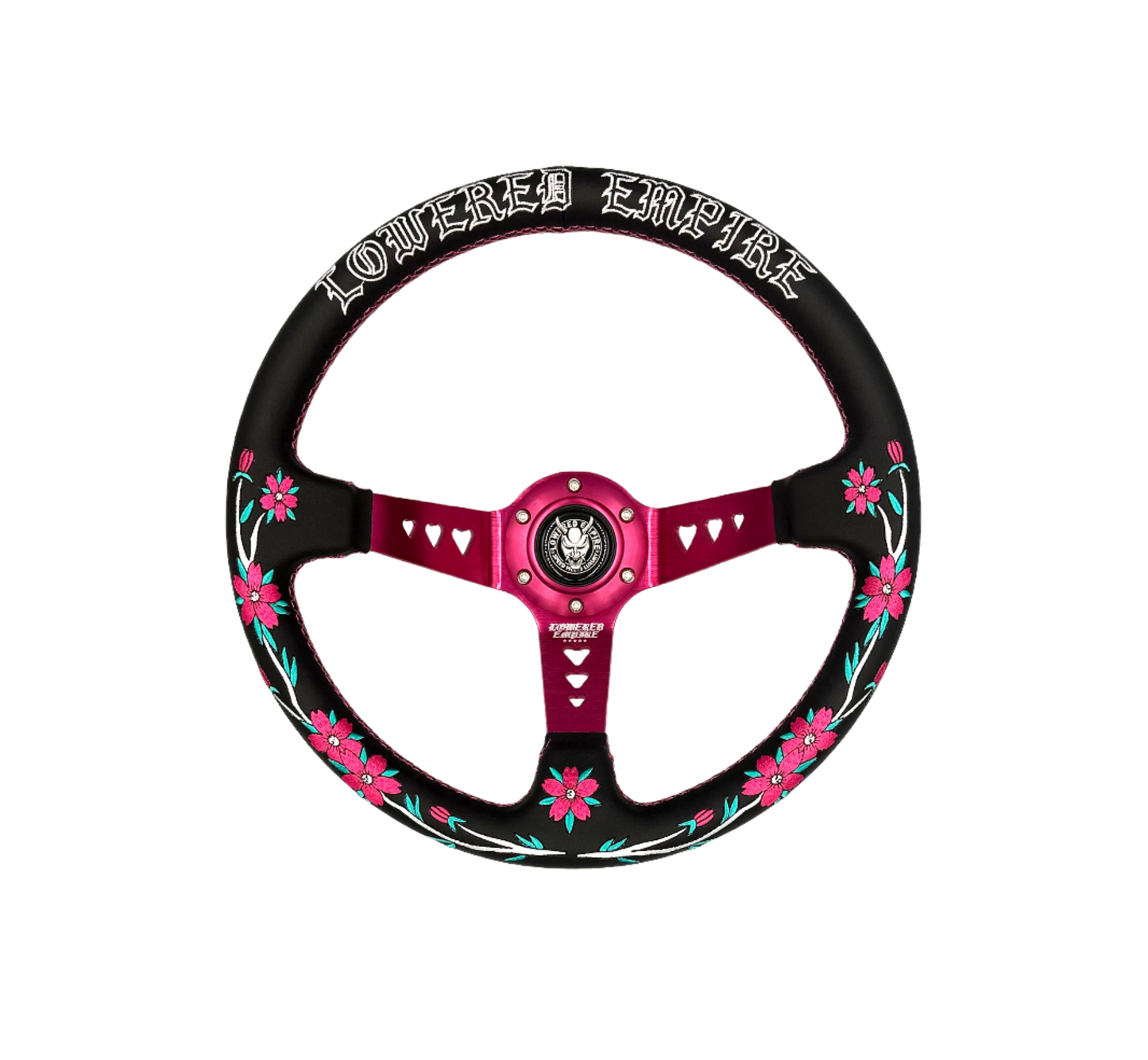 Sakuras In the Sky Black Leather Steering Wheel 330mm