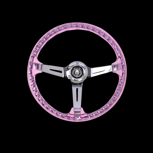 Pink Rider Rakkī JDM DR-1 Steering Wheel 350mm - Lowered Empire