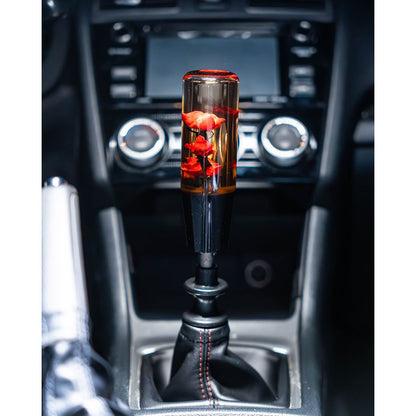 Red Deadly Roses Clear Flower Shift Knob 6’’ | Universal Manual Car Shifter