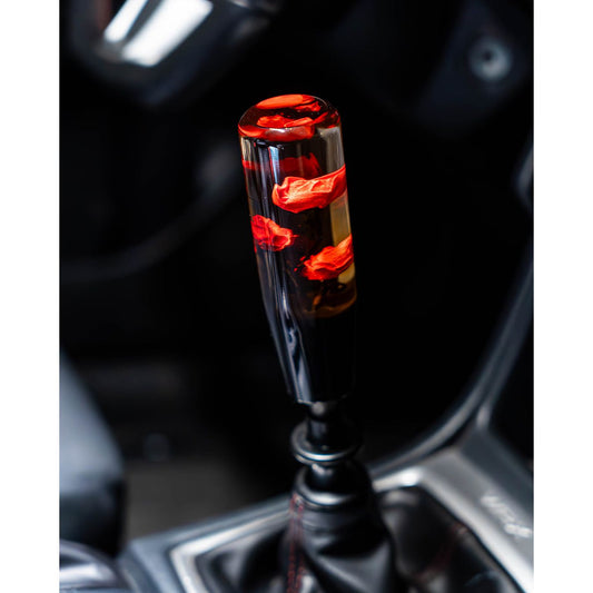 Red Deadly Roses Clear Flower Shift Knob 6’’ | Universal Manual Car Shifter