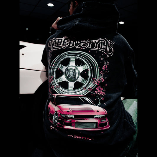 Ride In Style Acid Wash Premium Hoodie - Hoodie