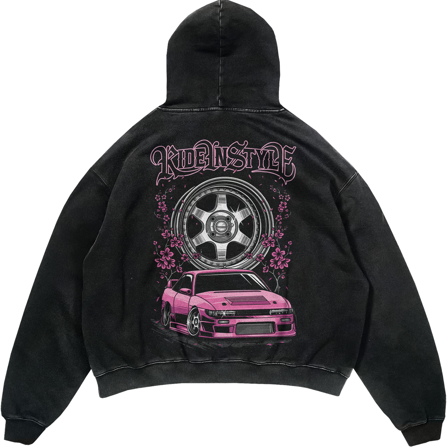 Ride In Style Acid Wash Premium Hoodie - Hoodie