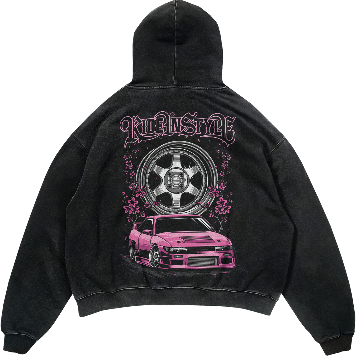 Ride In Style Acid Wash Premium Hoodie - Hoodie