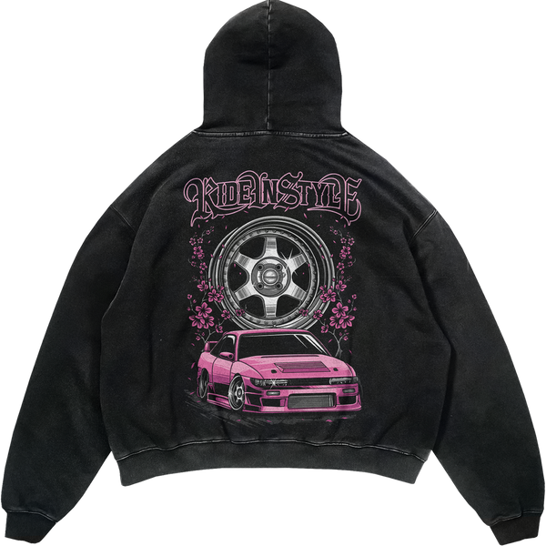 Ride In Style Acid Wash Premium Hoodie - Hoodie