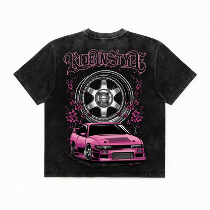 Ride In Style Pink Vintage Wash Midweight Tee - Shirts & Tops