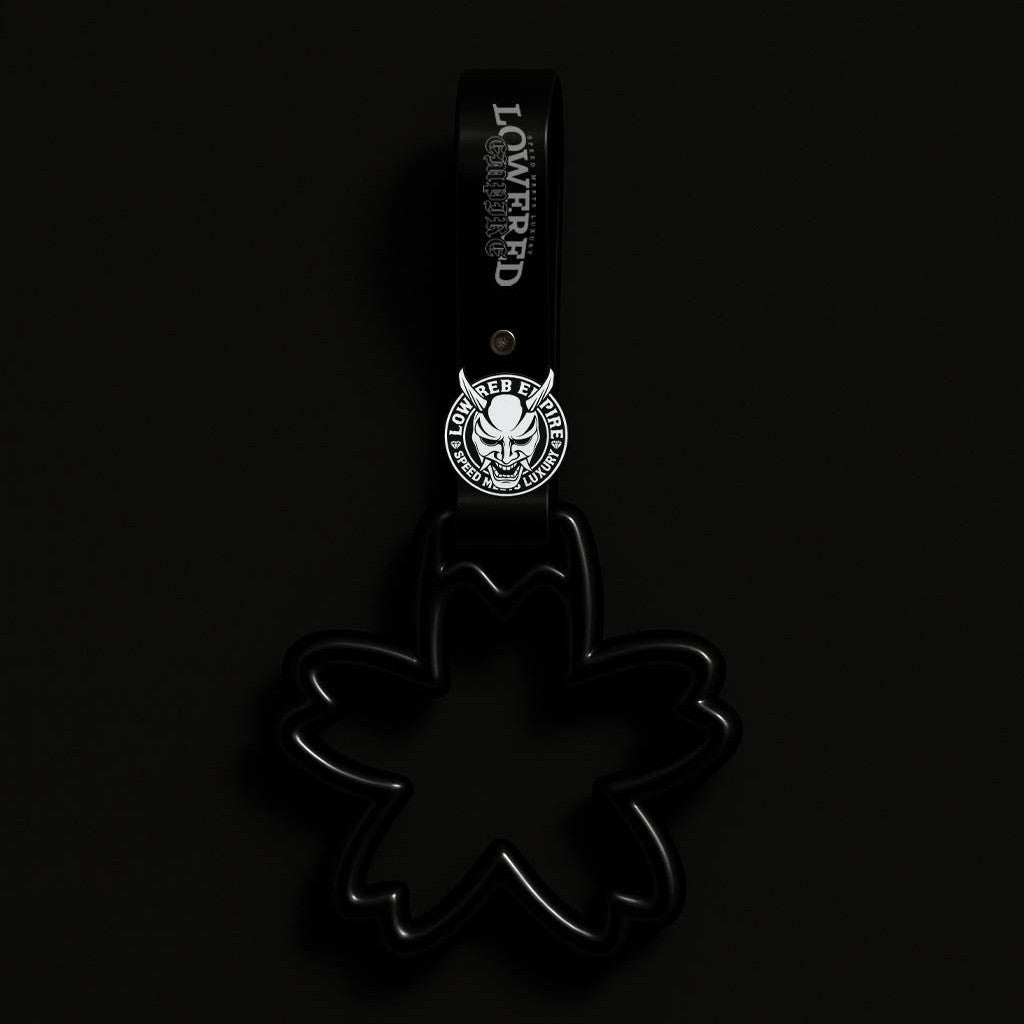 Sakura Flower Handle Tsurikawa W/ Logo Pin - Black