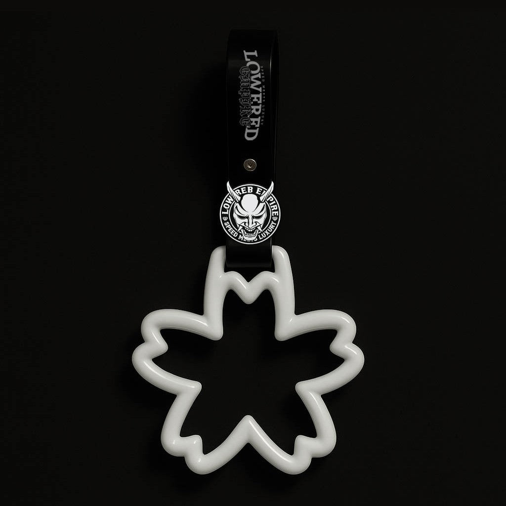 Sakura Flower Handle Tsurikawa W/ Logo Pin - White