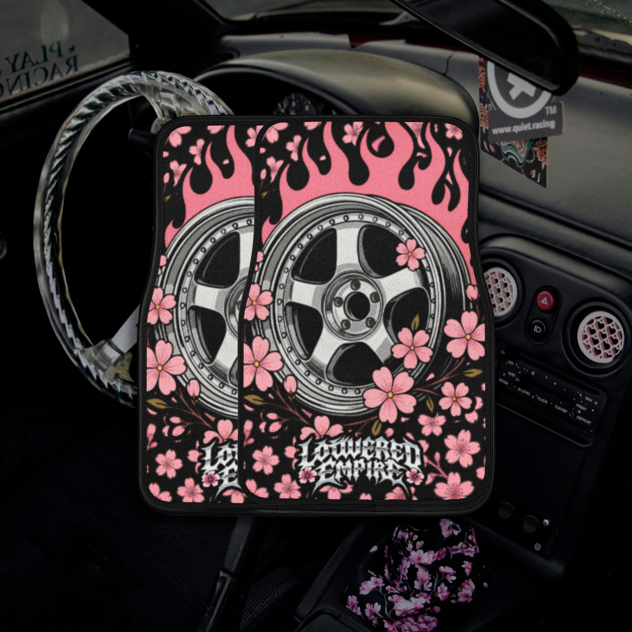 RiSaO＊様 フローライト ❀桜カービング Sakura Flower Pair Premium Car Carpet Floor Mats – Loweredempire