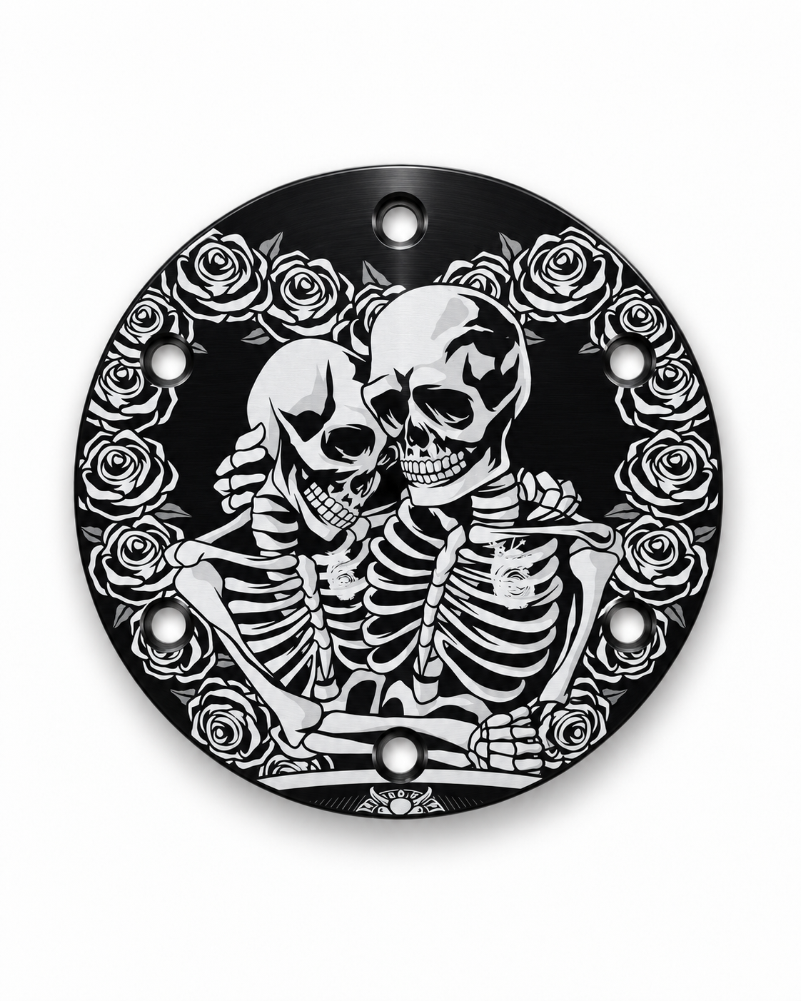 Skeleton lovers custom etched aluminum horn delete plate