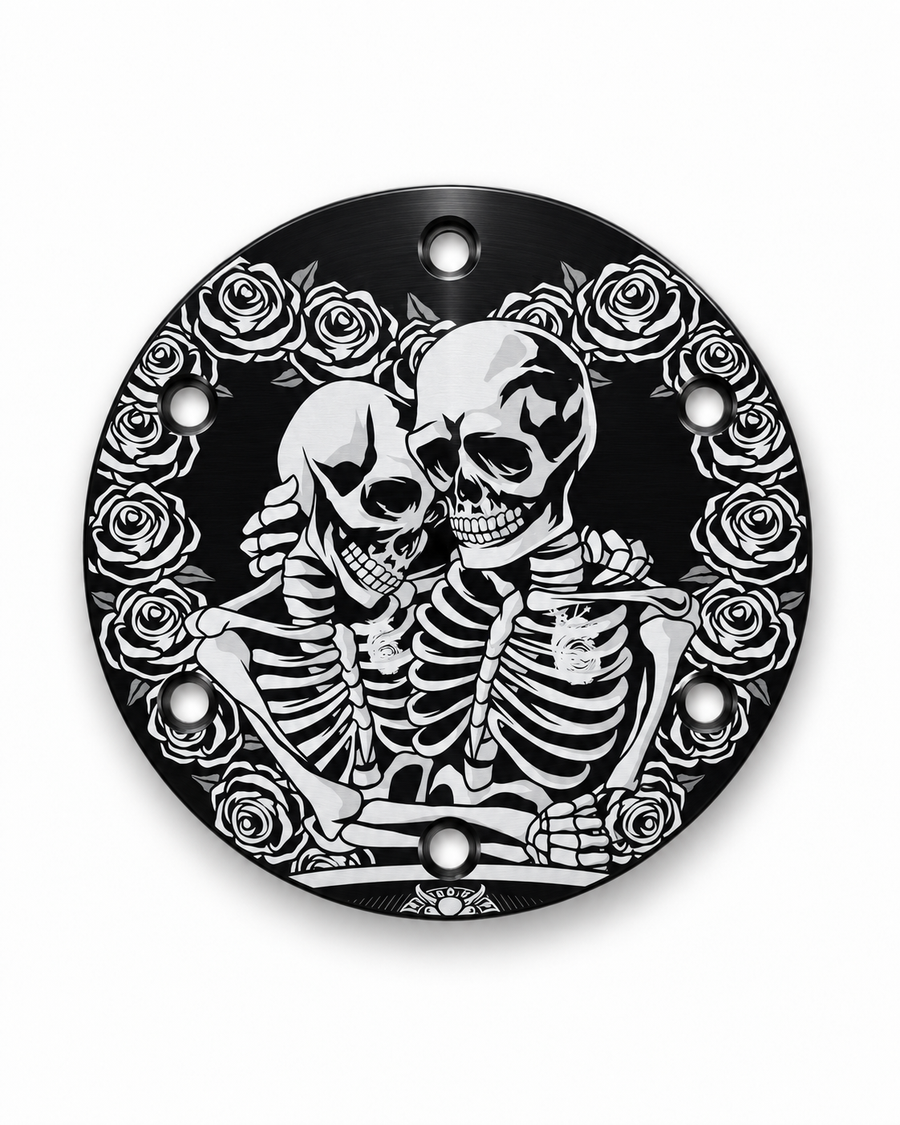 Skeleton lovers custom etched aluminum horn delete plate