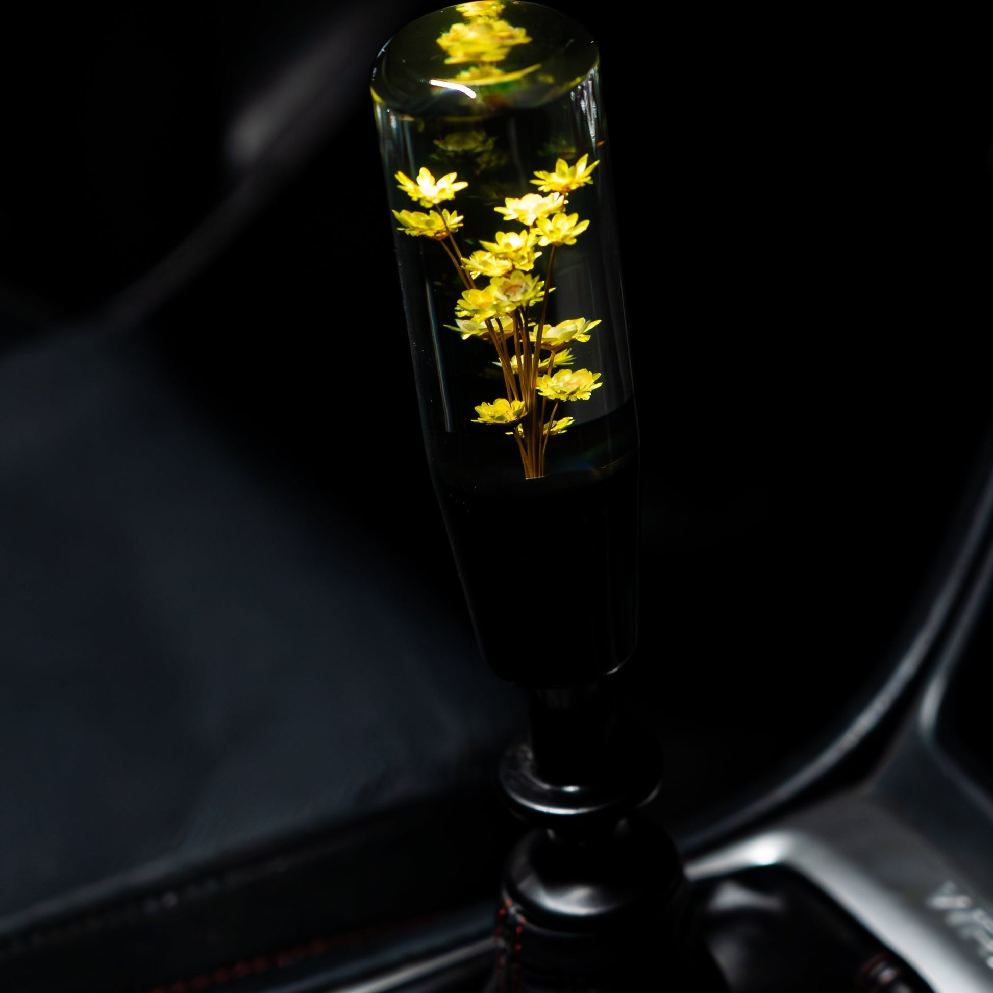 Sunflower Dream Clear Flower Shift Knob 6’’ | Universal Manual Car Shifter - Accessories