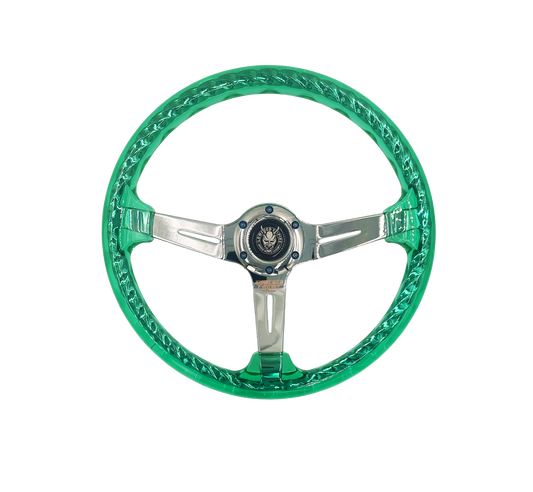 Emerald Dragon Rakkī JDM Chrome Steering Wheel