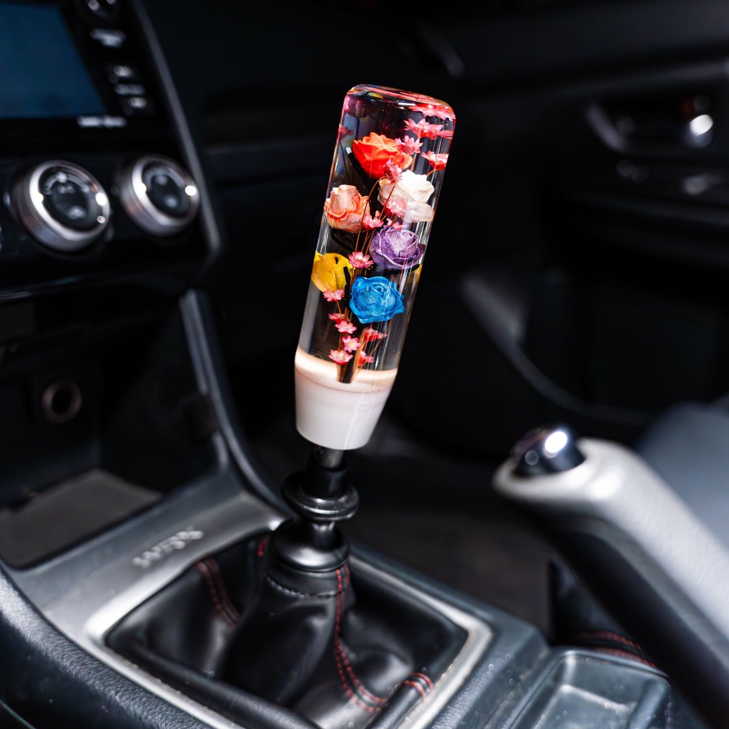 The Rose Garden Clear Flower Shift Knob 6’’ | Universal Manual Car Shifter - Accessories