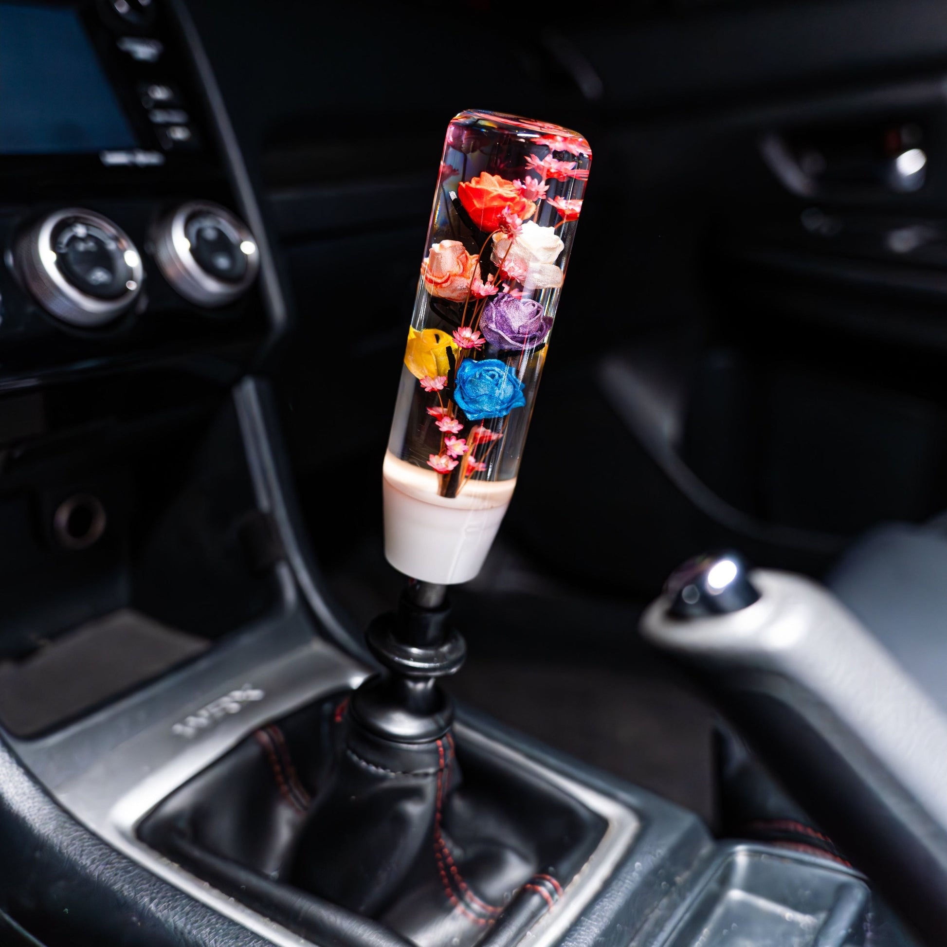 The Rose Garden Clear Flower Shift Knob 6’’ | Universal Manual Car Shifter - Accessories