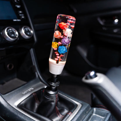 The Rose Garden Clear Flower Shift Knob 6’’ | Universal Manual Car Shifter - Accessories