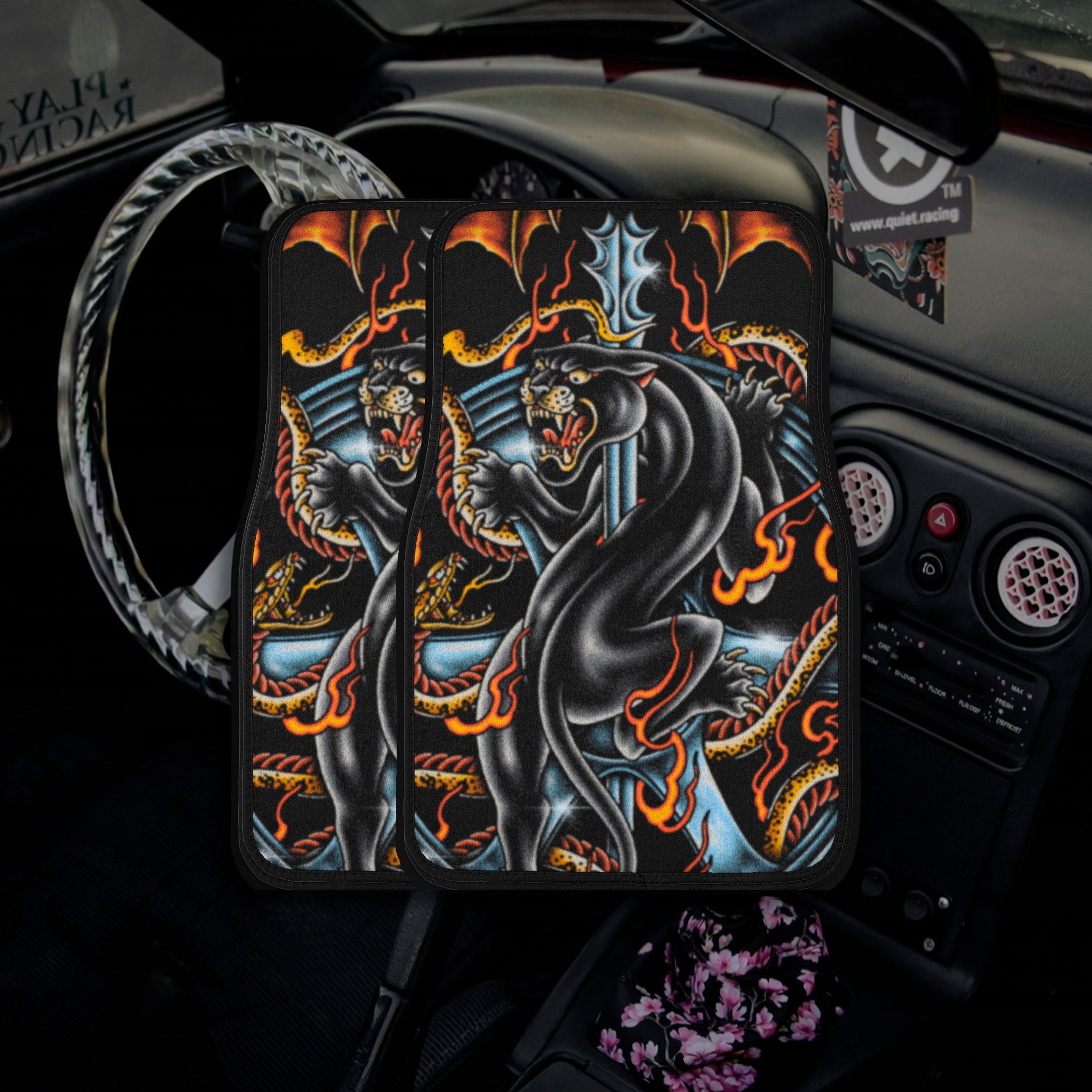 Traditional Panther - Pair Premium Car Carpet Floor Mats
