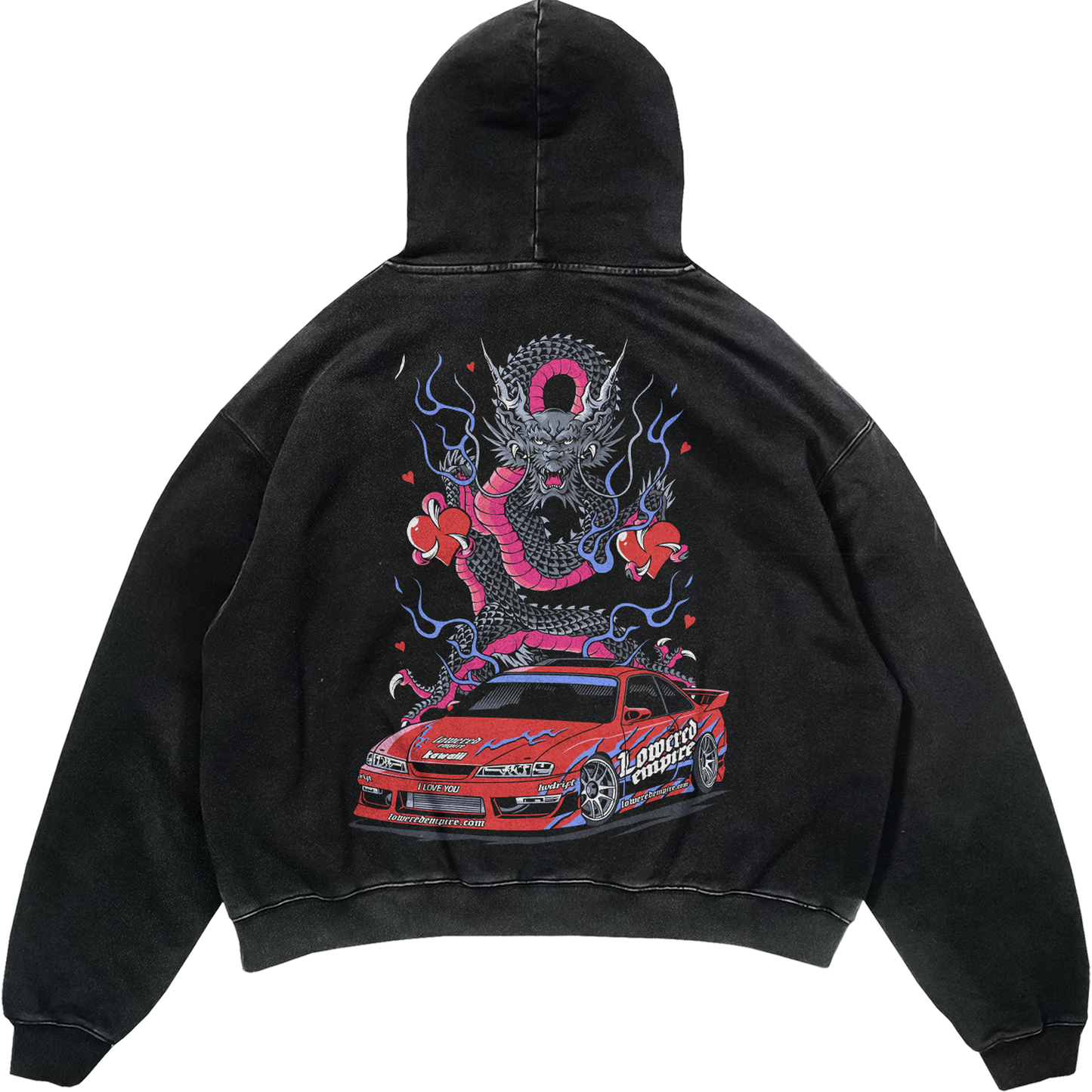 Valentines Fast Lane Vibes: Acid Wash Graphic Hoodie