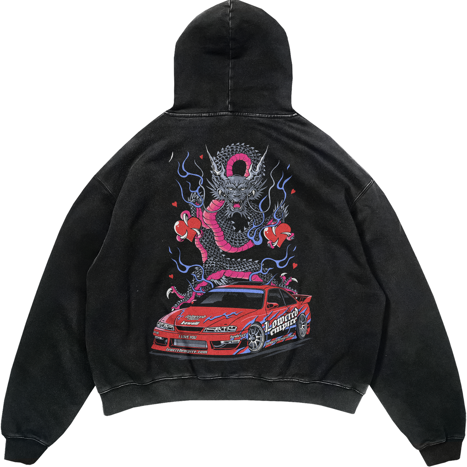 Valentines Fast Lane Vibes: Acid Wash Graphic Hoodie