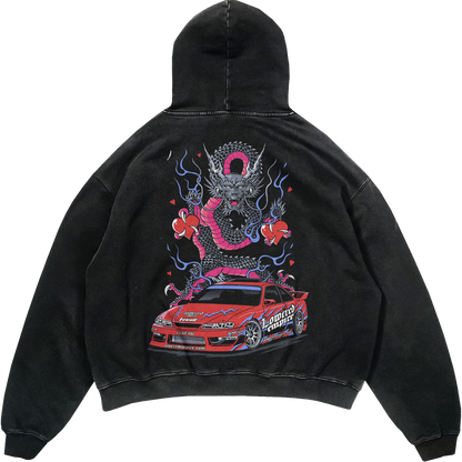 Valentines Fast Lane Vibes: Acid Wash Graphic Hoodie