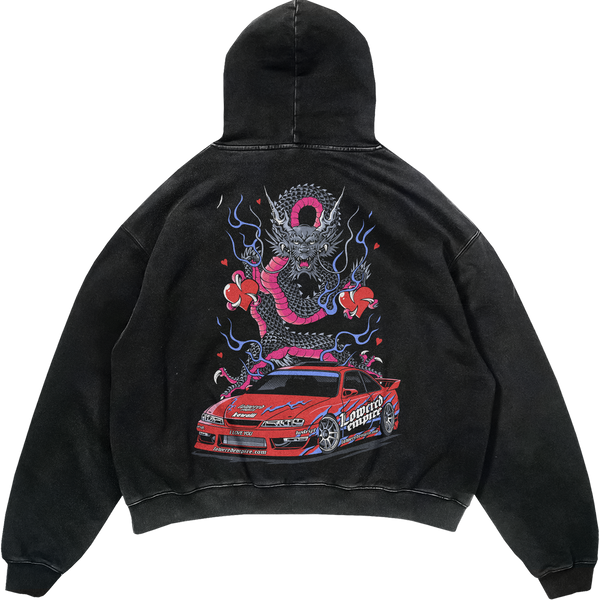 Valentines Fast Lane Vibes: Acid Wash Graphic Hoodie