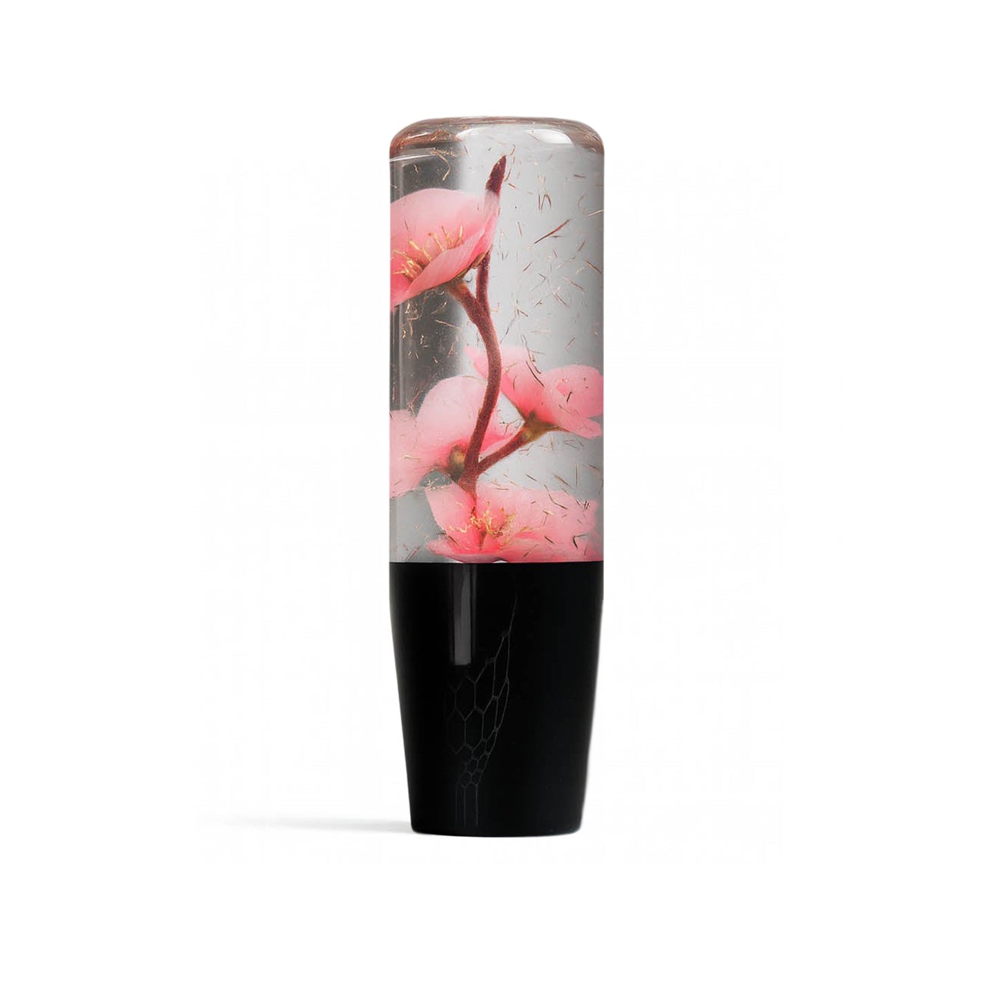 Glitter Pink Azalea Clear Flower Shift Knob 6" | Universal Manual Car Shifter