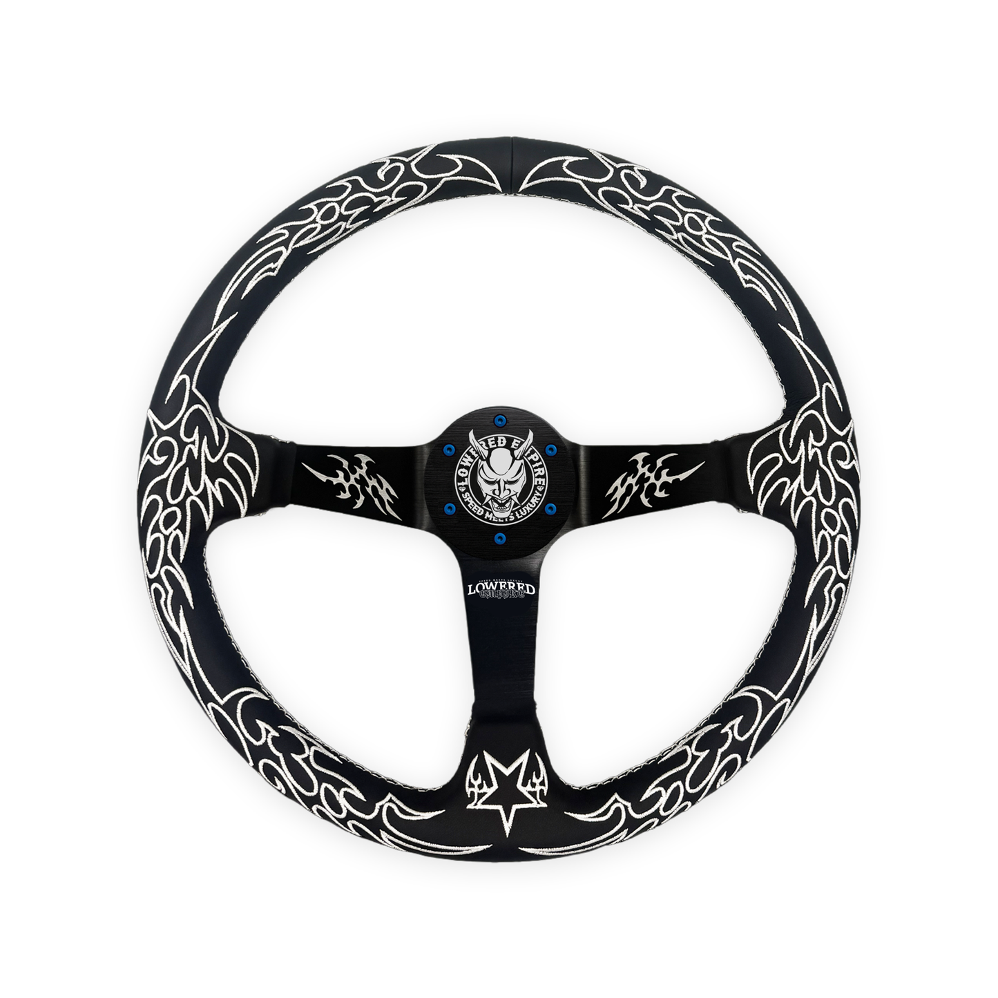 White Cybersigilism Street CS-1 Steering Wheel 350mm I Deep Dish Style - Steering wheels JDM Universal