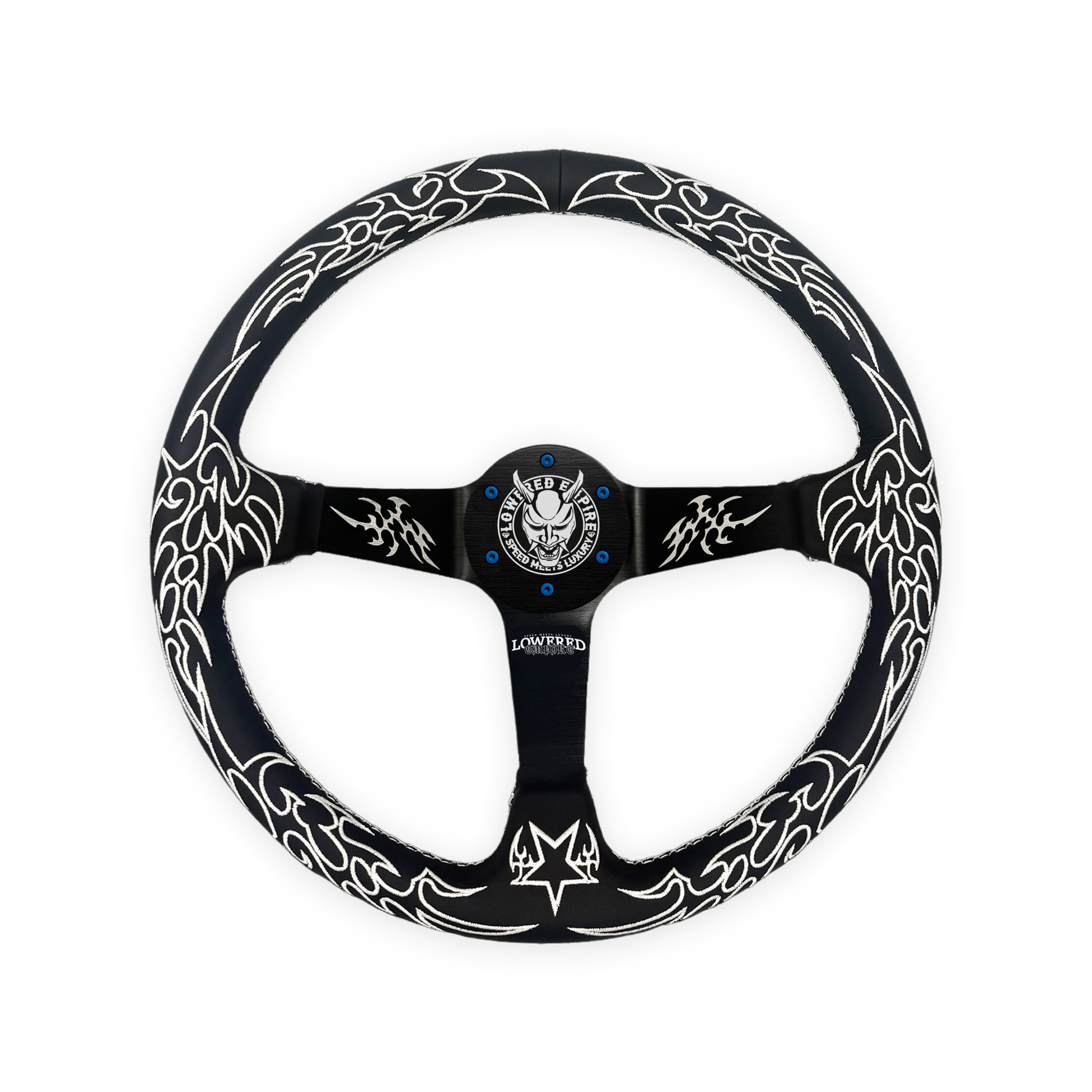 White Cybersigilism Street CS-1 Steering Wheel 350mm I Deep Dish Style - Steering wheels JDM Universal