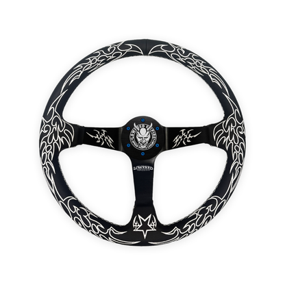 White Cybersigilism Street CS-1 Steering Wheel 350mm I Deep Dish Style - Steering wheels JDM Universal