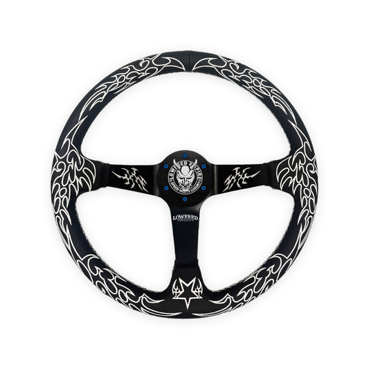 White Cybersigilism Street CS-1 Steering Wheel 350mm I Deep Dish Style - Steering wheels JDM Universal
