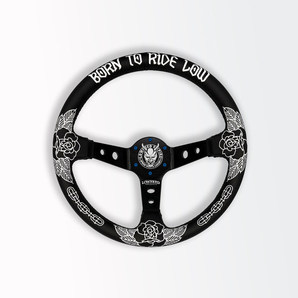 White Killer Roses KR-2 Steering Wheel 350mm