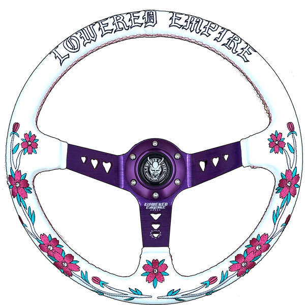 White/Purple Sakuras In The Sky SK-4 Steering Wheel 350mm